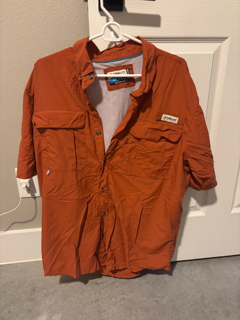 Magellan Outdoors Men's Short-Sleeve Fishing Shirt in Rust